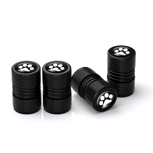 4Pcs Black Tire Valve Stem Caps Anti Corrosion Cat Paw Print Universal Aluminum