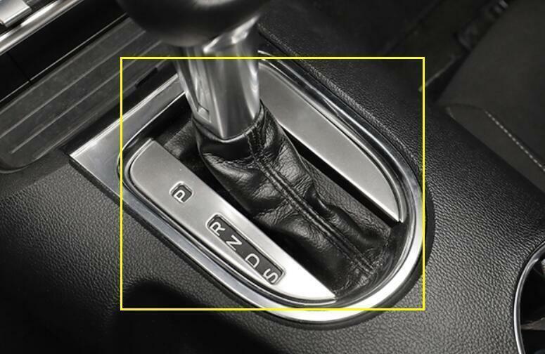 for Ford for Mustang 2015-2022 Silver Steel Middle Console Gear Shift Frame Trim 2PC