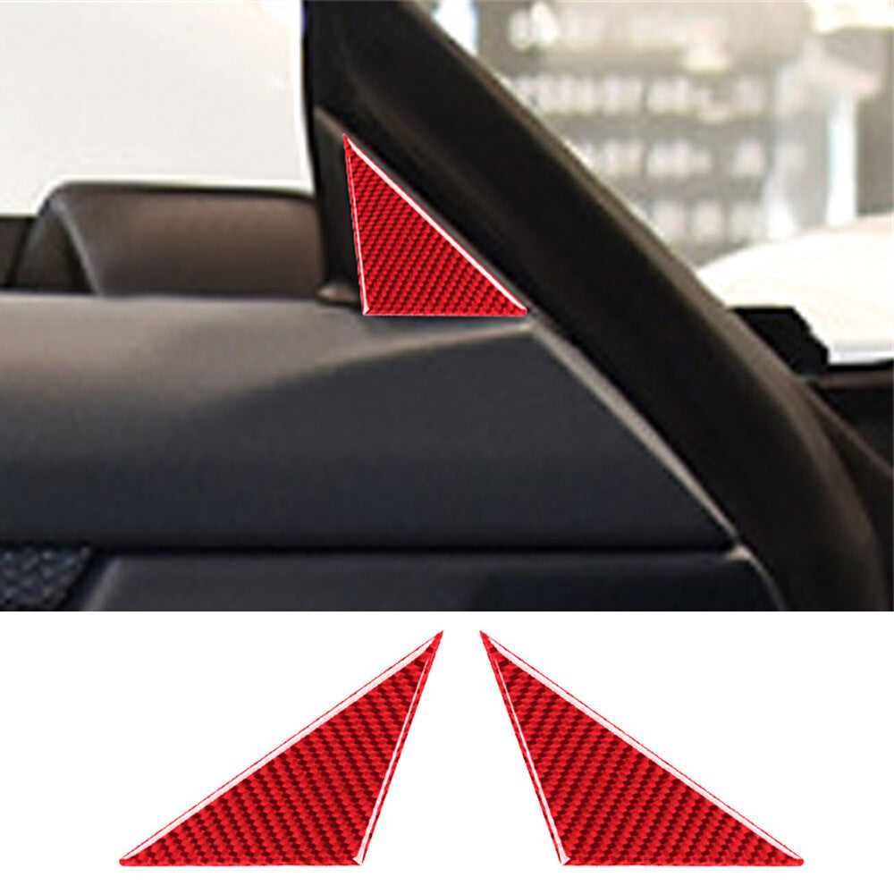 Red Carbon Fiber Front Door A-pillar Triangle Cover for Porsche Taycan 2019-2022