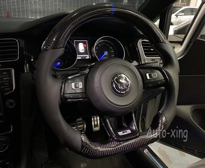 Customized Carbon Fiber Flat Steering Wheel for VW for Golf MK7 GTI R Scirocco 2015+