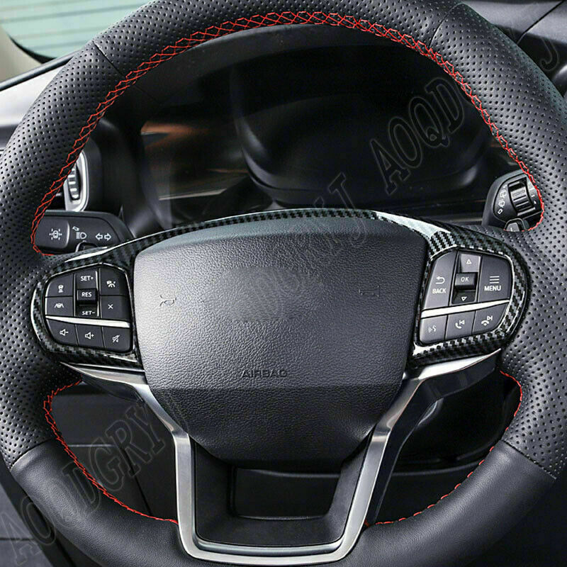 for Ford Explorer 2020-2022 ABS Carbon Fiber Steering Wheel Button Cover Trim