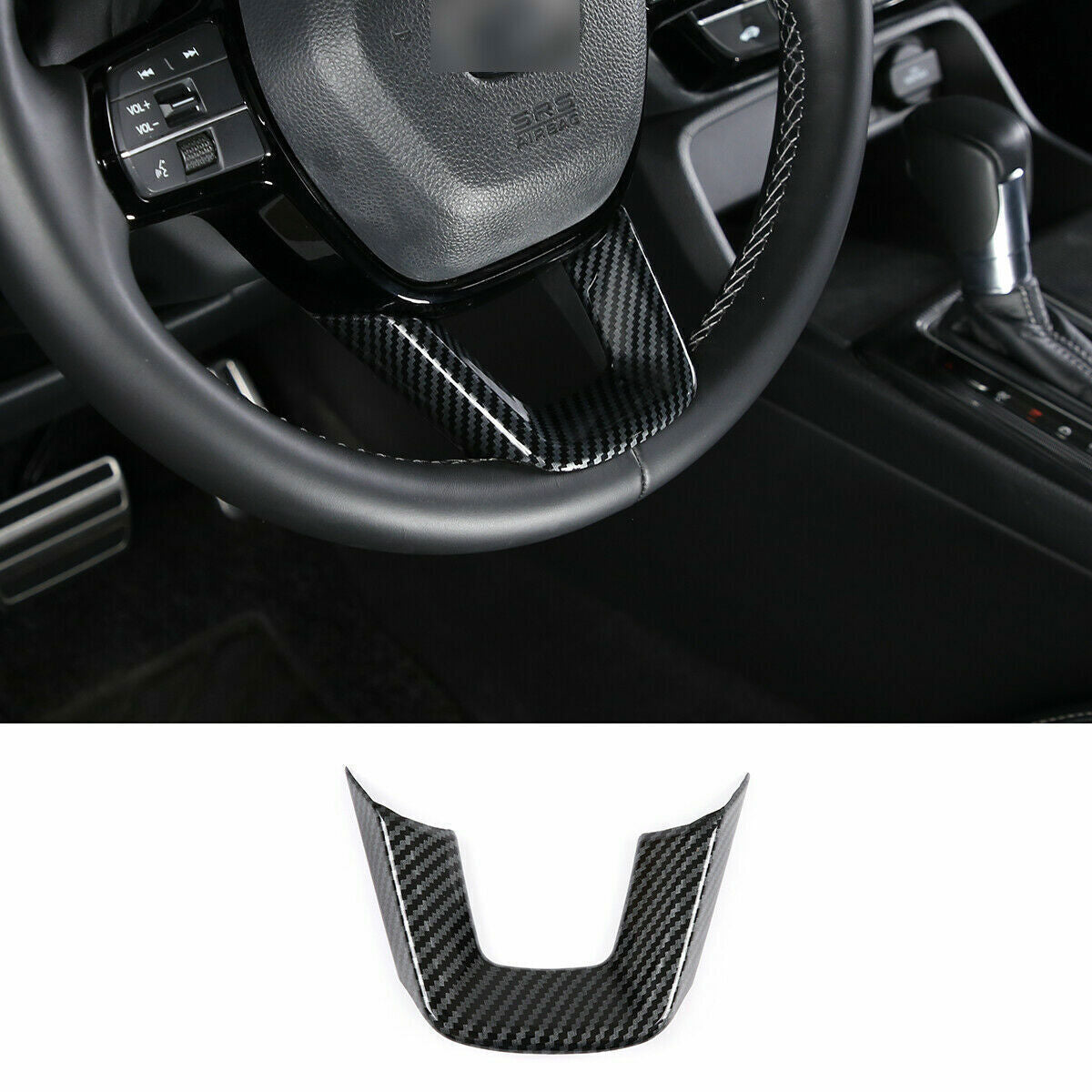 1PCS Carbon Fiber Inner Steering Wheel U Type Cover Trim for Honda for Civic 22-2024