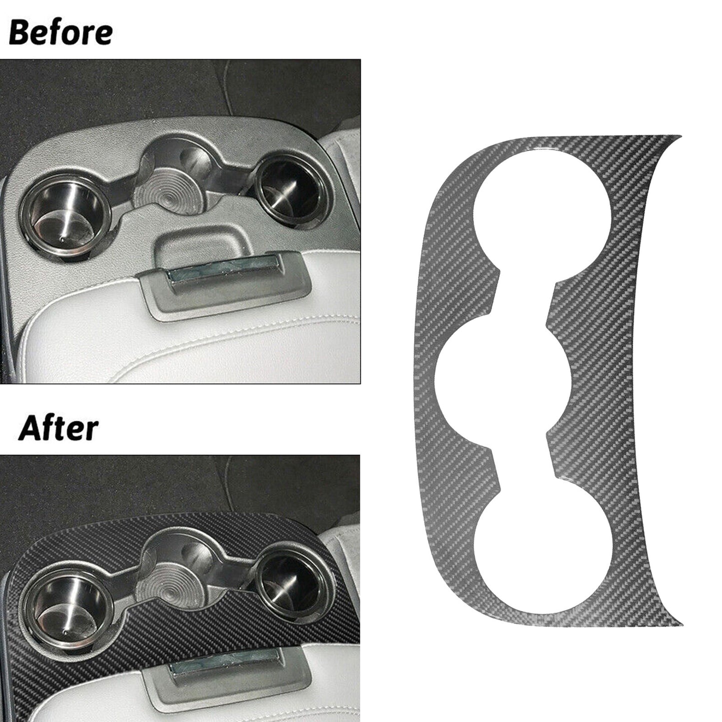 for Dodge for RAM 1500 2013-2018 Carbon Fiber Center Armrest Cupholder Cover Trim