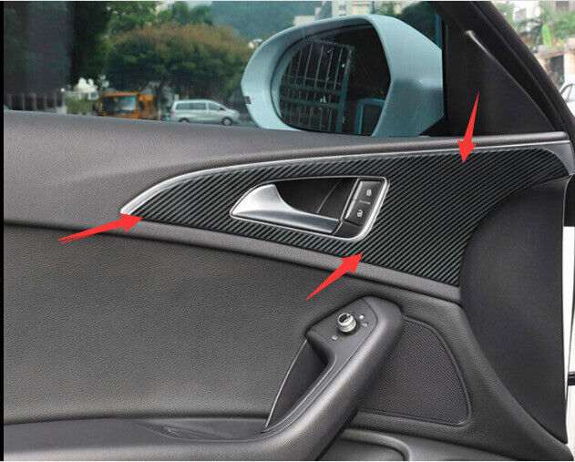4P Carbon Fiber Look Door Handle Panel Frame Molding Trim for Audi A6 2012-2018