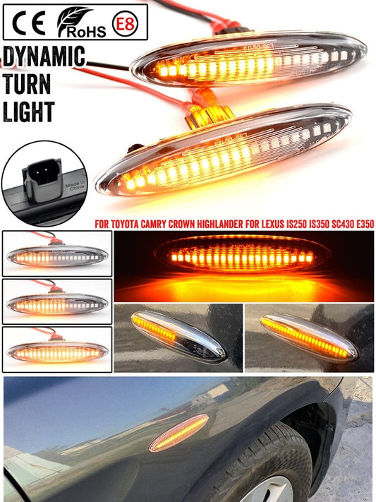 Dynamic Side Marker Turn Light for Lexus SC430 E350 for Toyota Crown Highlander Mark