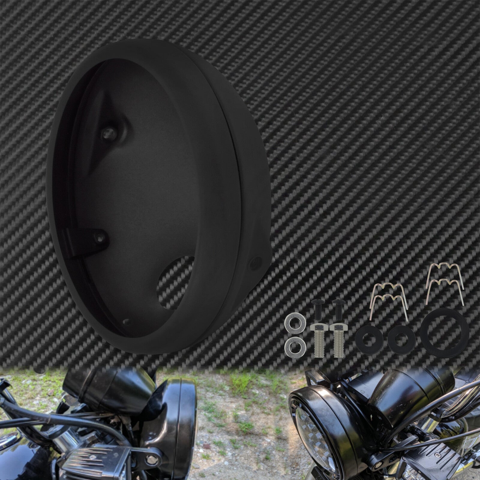 7 Motorcycle Matte Black Front Headlight Housing Cover Fit for Harley XL1200