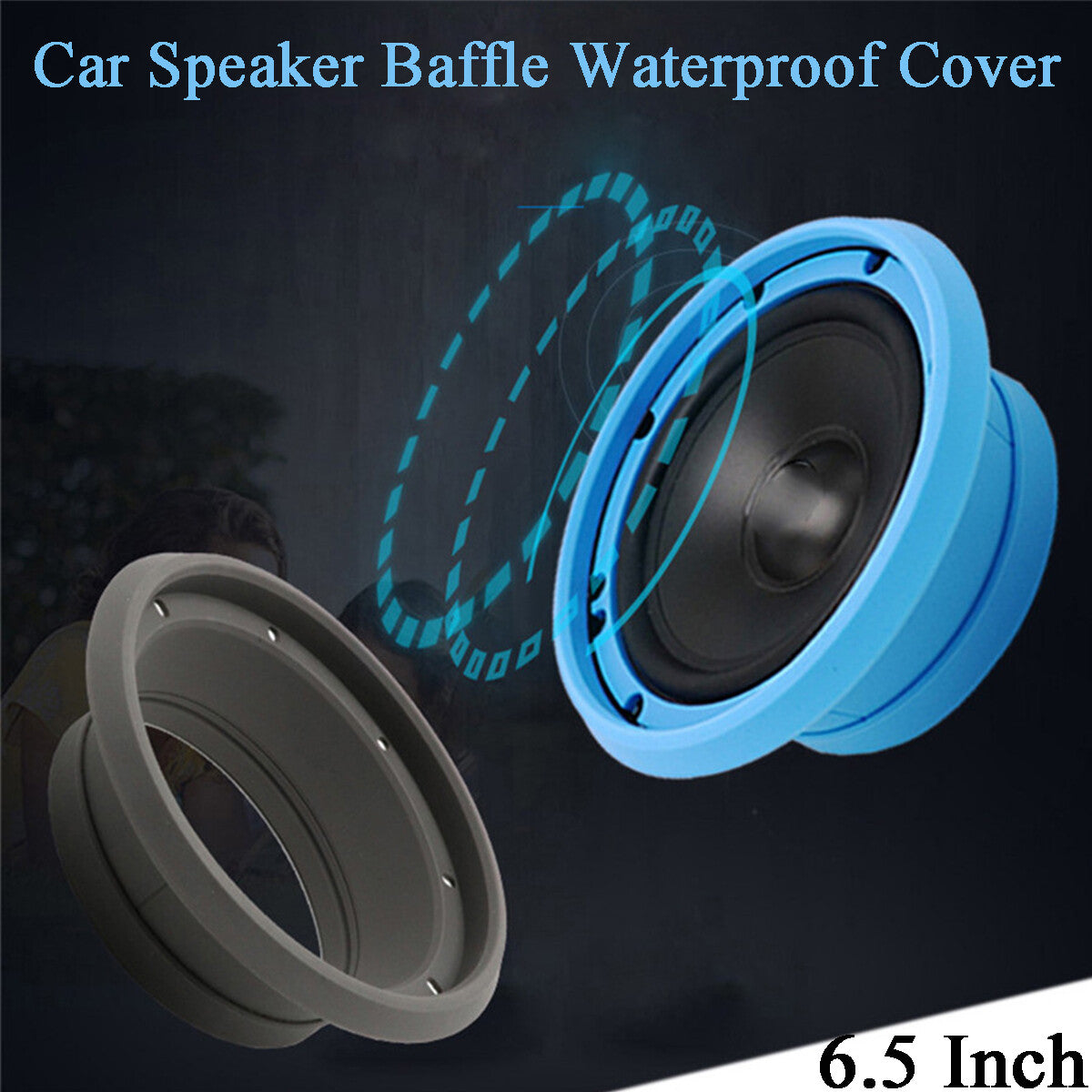 2pcs 6.5 Car Audio Speaker Waterproof Cover Silica Gel Seal Mount Adapter Rings