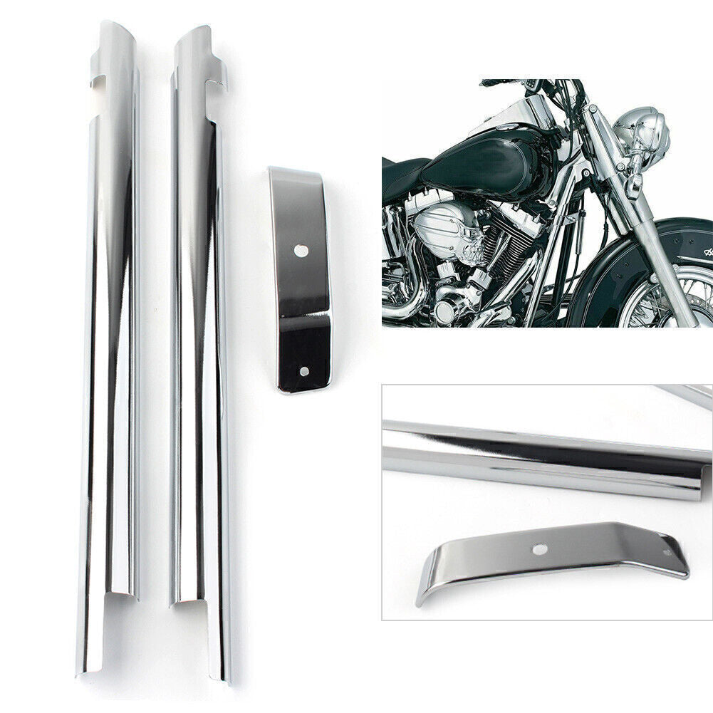 Pair for Harley Softail Fat Boy Custom Down Tube Front Frame Covers Accent Trim