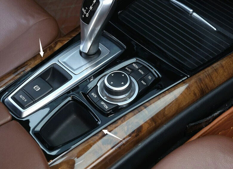 for BMW X5 X6 E70 2010-2013 Gloss Black Inner Console Gear Shift Cover Trim 1PCS