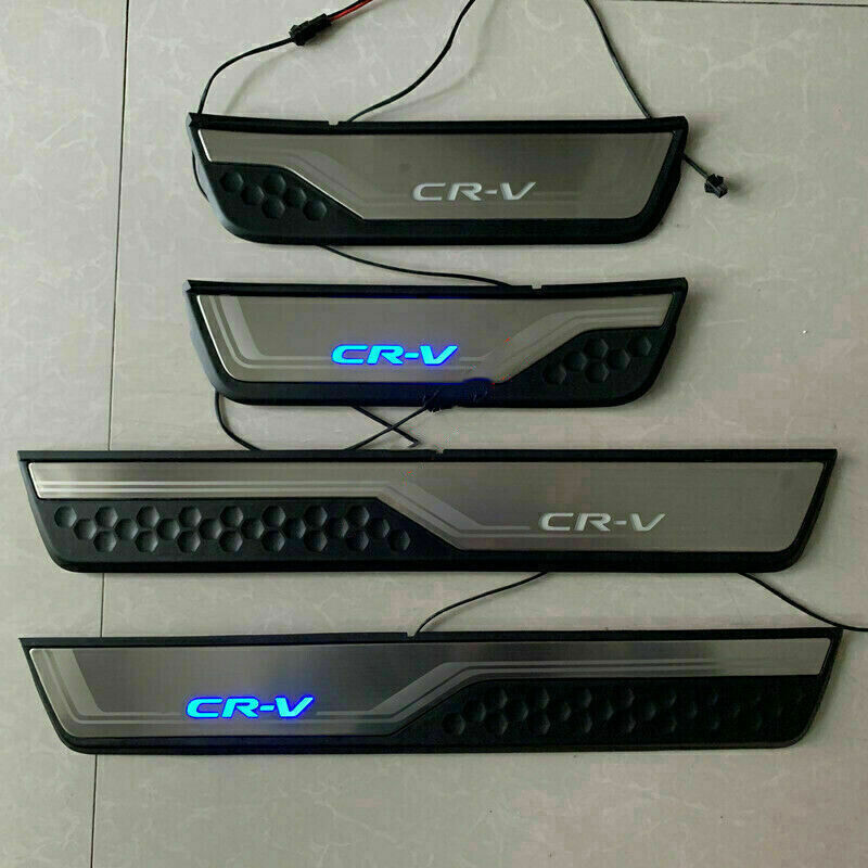 4pcs Blue LED Light Door Sill Scuff Plate Guard Cover for Honda CR-V 2017-2022