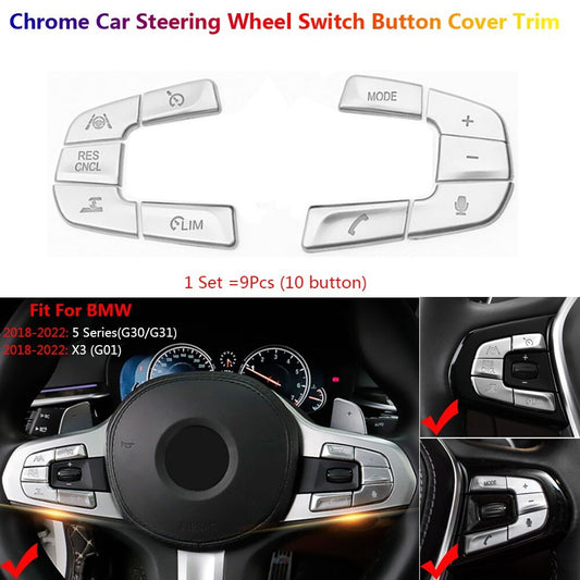 for BMW 5 Series X3 G30 G01 Car Interior Steering Wheel Switch Button Cover Trim