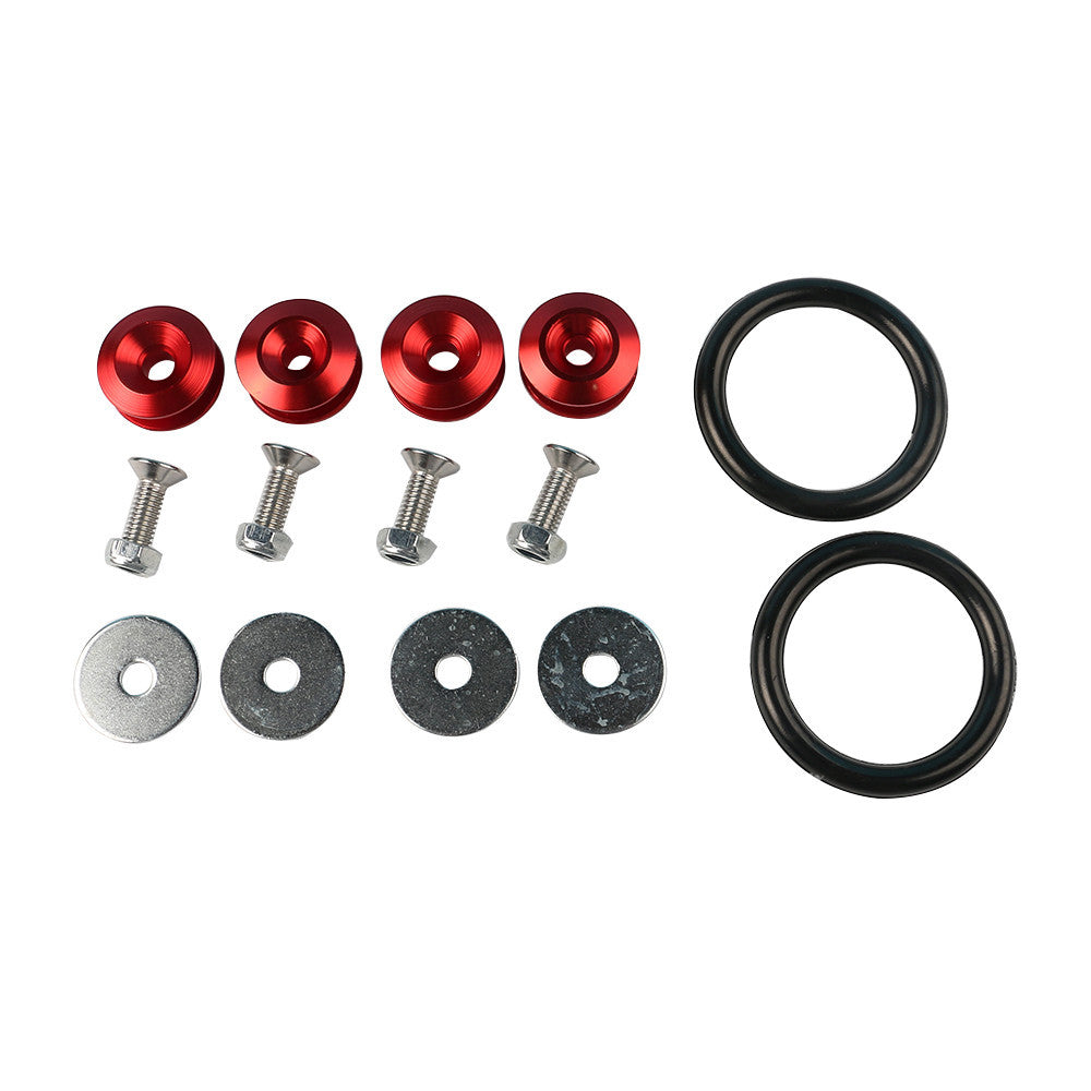 Red Aluminum Fastener Quick Release Car Bumper Fender Trunk Hatch Lid Kit