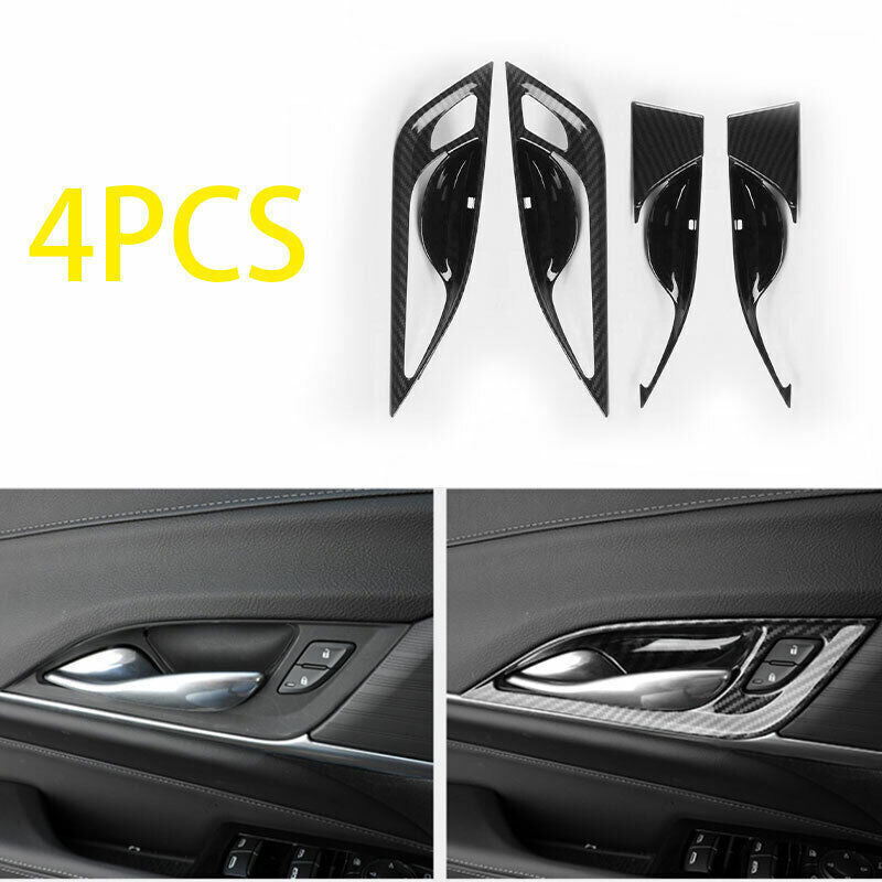 Inner Door Handle Bowl Frame Trim 4P ABS Carbon Fiber for Cadillac CT4 2020-2024