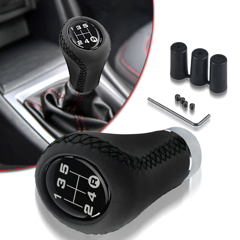 Black 5-Speed Manual Car Shift Knob Gear Stick Shifter Lever Leather Universal