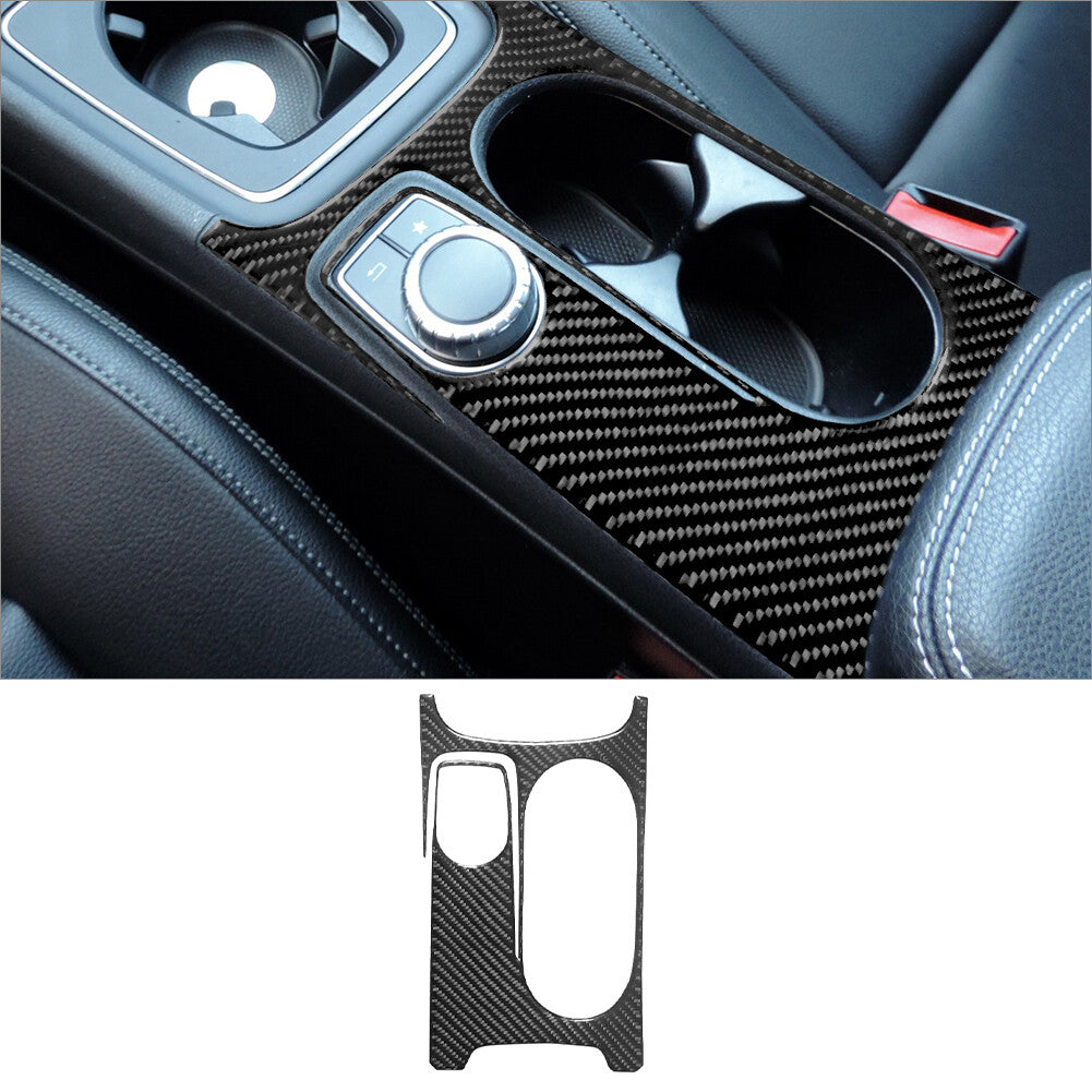 for Mercedes Benz CLA GLA Carbon Fiber Interior Center Cup Holder Cover Trim