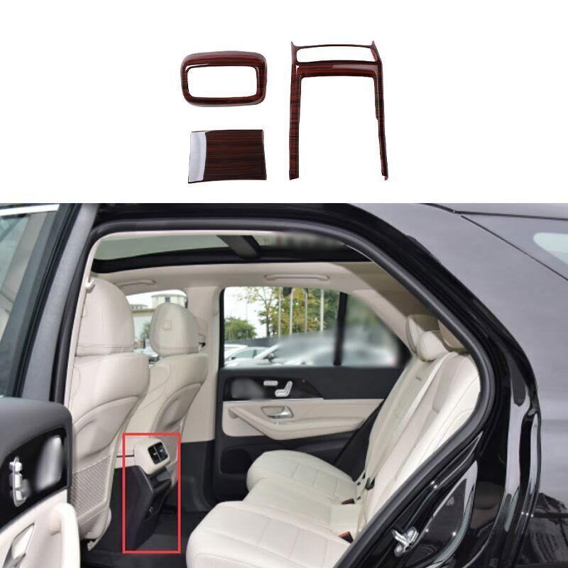 3PCS Inner Back Row Air Outlet Vent Wood Grain Cover Trim for Benz GLE 2020-2023