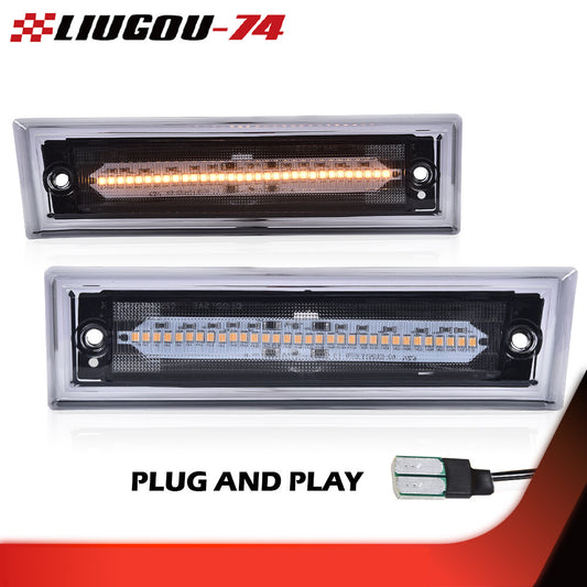 Suitable for Chevrolet C10, C20, C30, and for GMC models with amber LED front marker lights and smoked lenses (models 81-91).