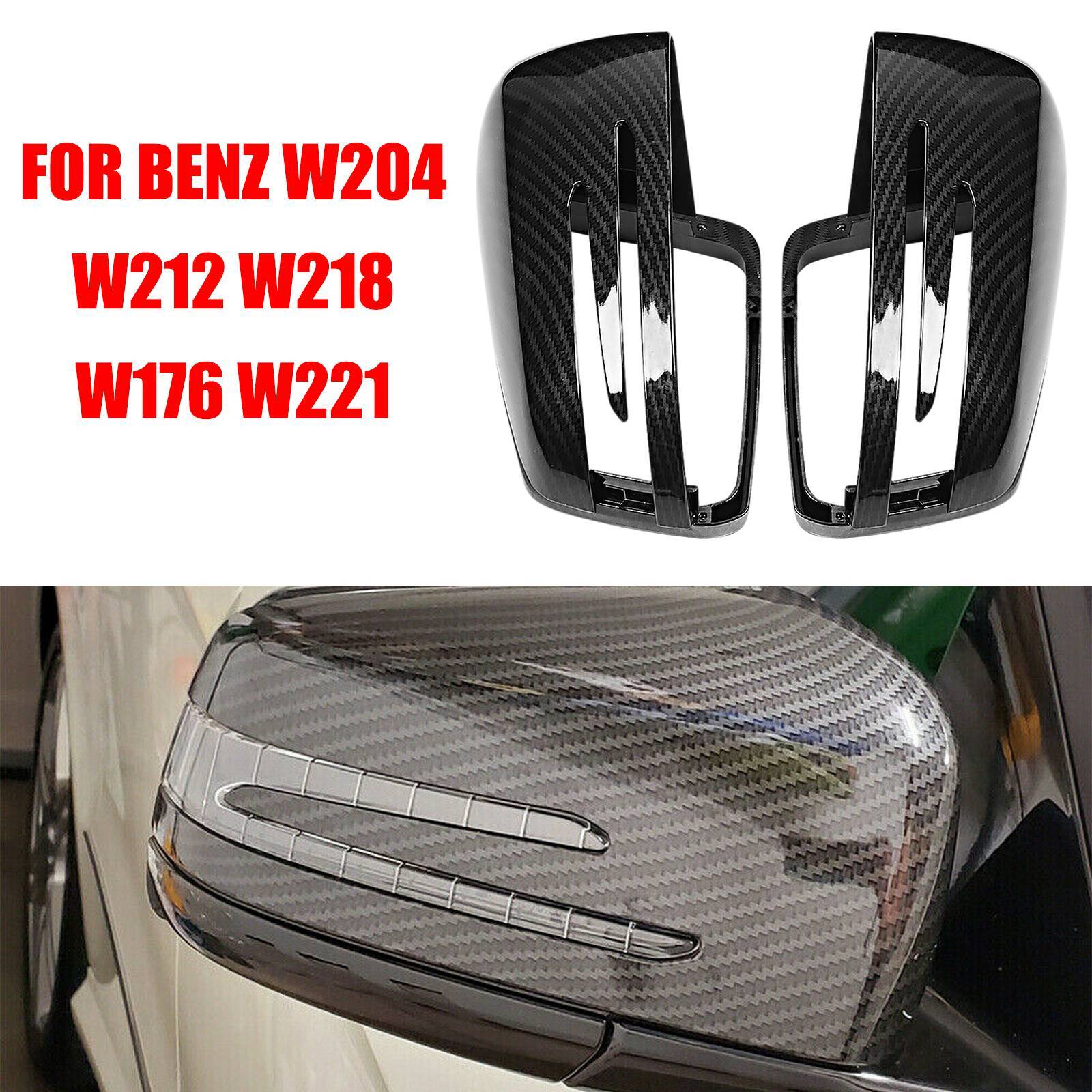 Real Carbon Fiber Side Mirror Cover Cap Add On for Benz W204 W212 W218 W176 AT