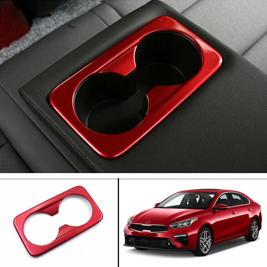 for Kia Forte/K3 2019-2023 ABS Red Rear Water Cup Holder Panel Frame Cover Trim