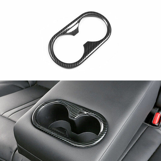 for Hyundai Sonata 2020-2023 Carbon Fiber Rear Water Cup Holder Frame Cover Trim