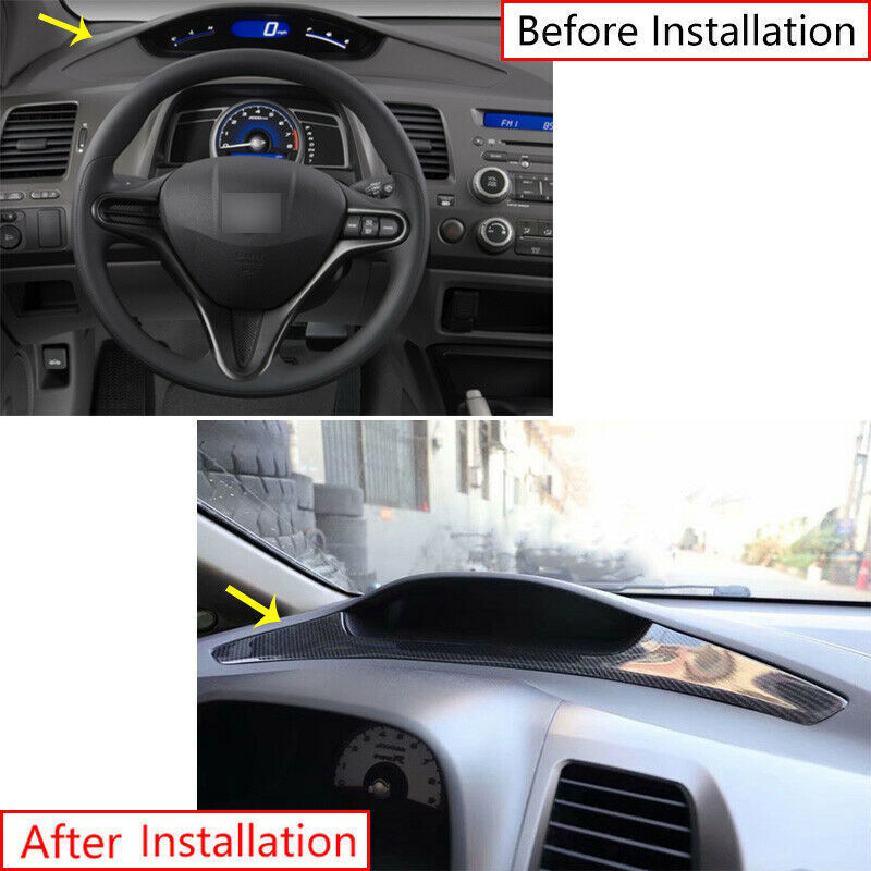 Dashboard Panel Frame Cover Trim 1PCS for Honda for Civic 8th 2006-2011 Carbon Fiber
