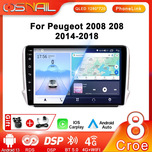 for Peugeot 2008 208 Series Android Car Radio Player Auto GPS Navigation Stereo