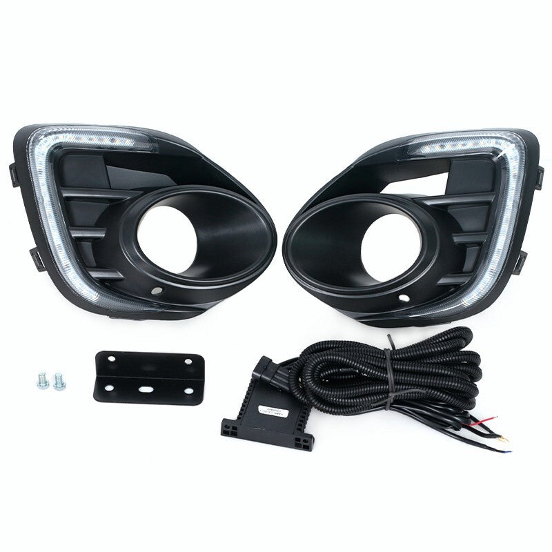 A pair of LED daytime running lights and fog lights are suitable for Mitsubishi Lancer 2016-2018.