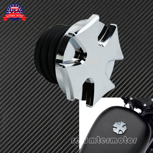 Chrome Cross Gas Cap Fuel Tank Right-hand Thread Fit for Harley Dyna Sportster