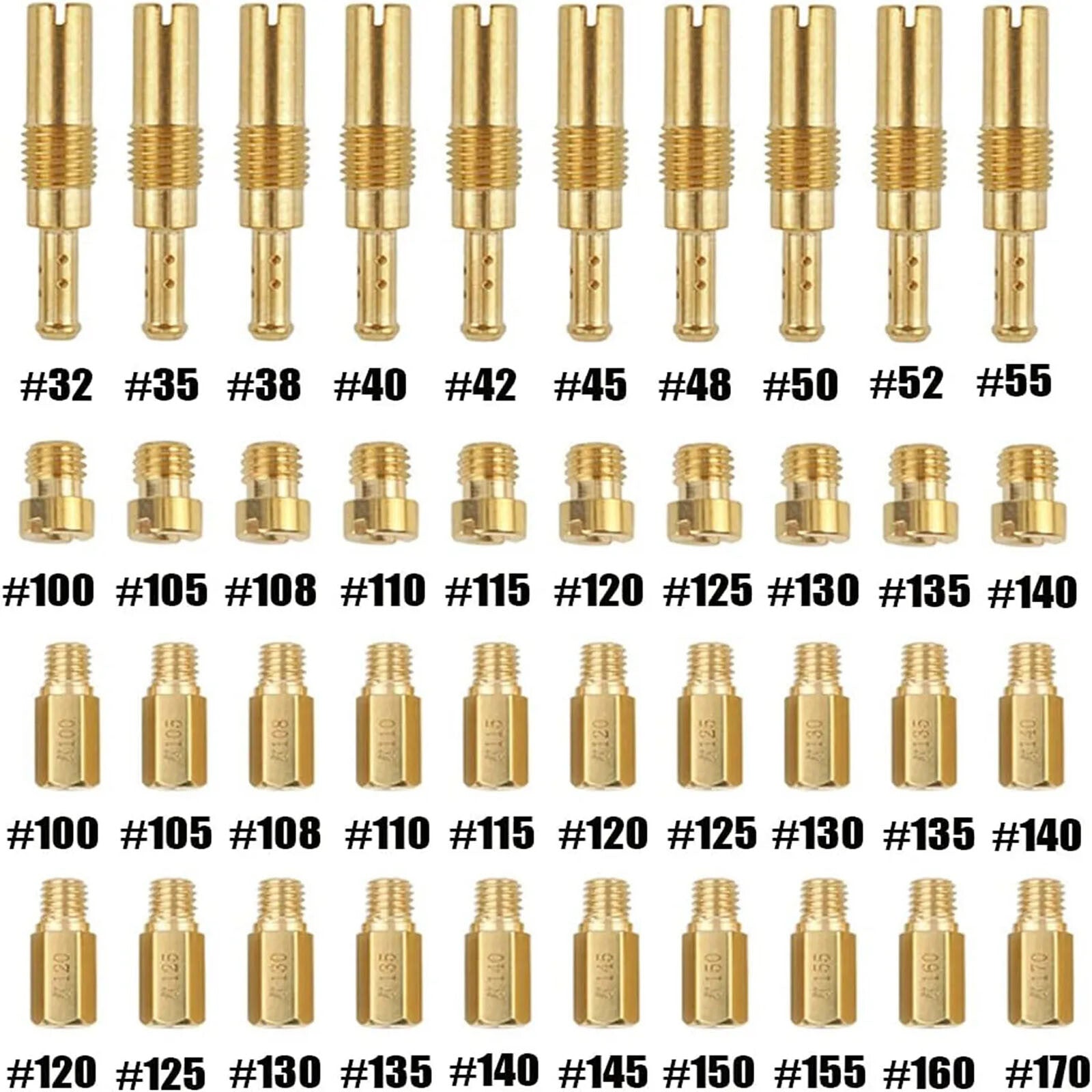 30Pcs Carburetor Main Jets with 10x Slow Jets Pilot Jet Kit Fits for PWK Keihin