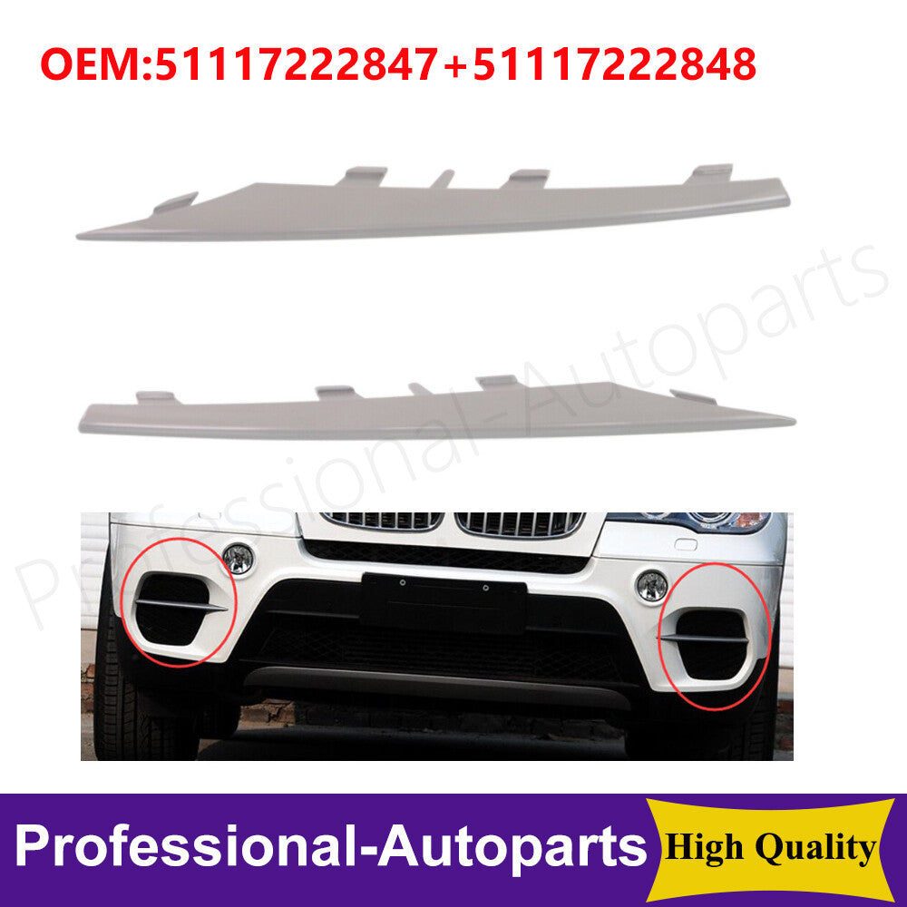 1 pair of front bumper side grille trim moldings for BMW X5 E70 11-2014