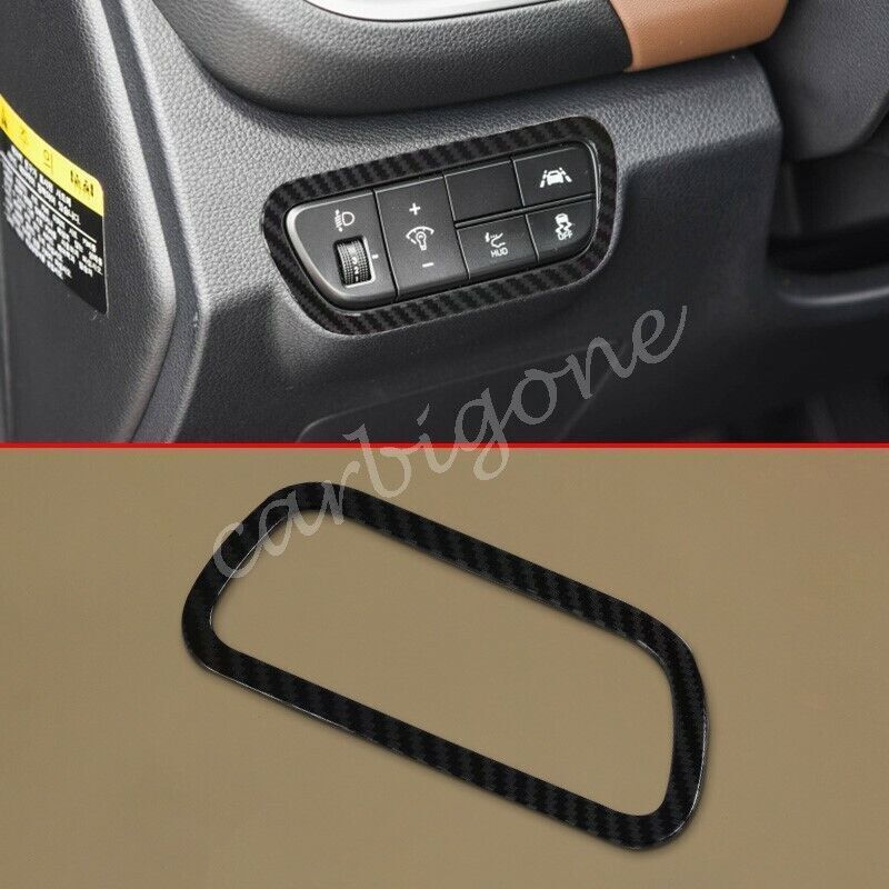for Kia Seltos 2020-2023 Carbon Fiber Color Headlight Switch Button Frame Trim