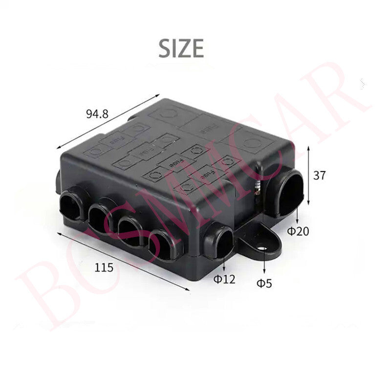 5-Way Waterproof Fuse Box Block Holder Indicator DC 32V 25A-500A For Car Marine