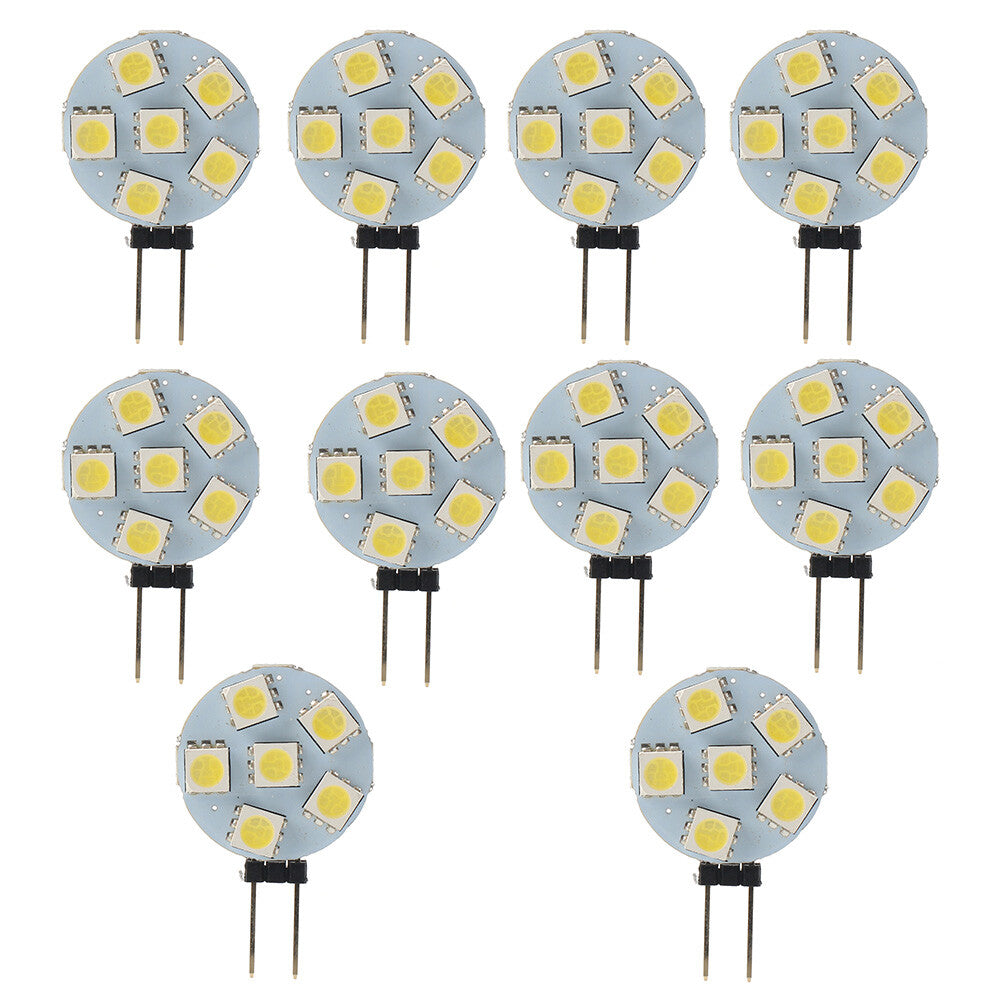 DC12V G4 Super Bright Flat White Light 5050 SMD 6 LED Bulb Lamp Fit Car 10PCS