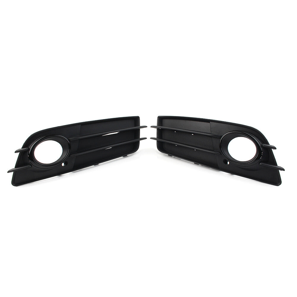 1 Pair Black Front Bumper Fog Light Grille Cover for Audi A4 B8 S4 2008-2012