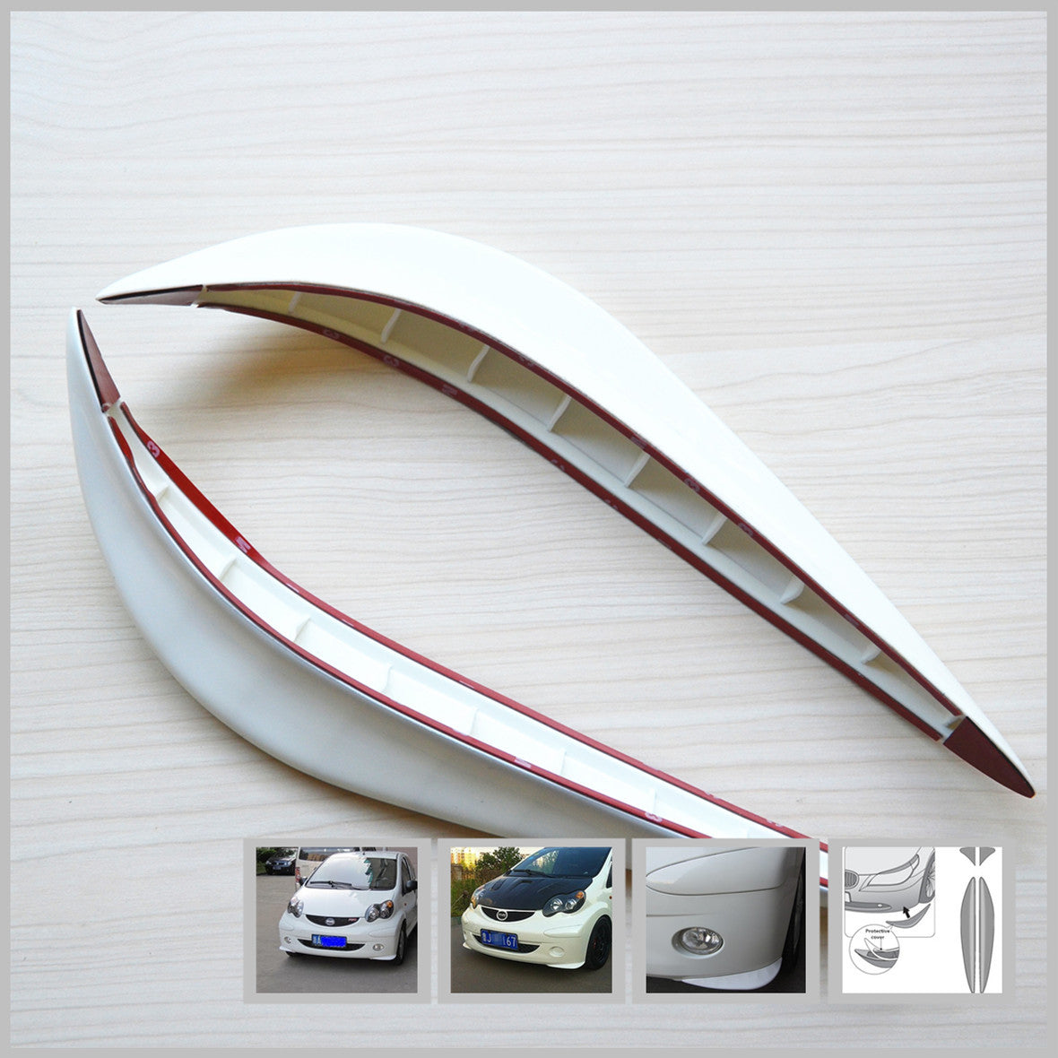 2x Car Front Back Bumper Anti-rub Cover Sticker Protector Guard White Streamline