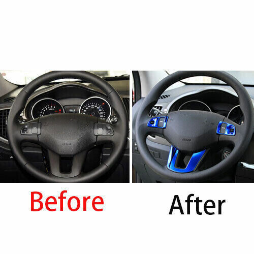 Steering Wheel Button Frame Trim 3 Fit for Kia Sportage R GL 2011-16 Blue Steel