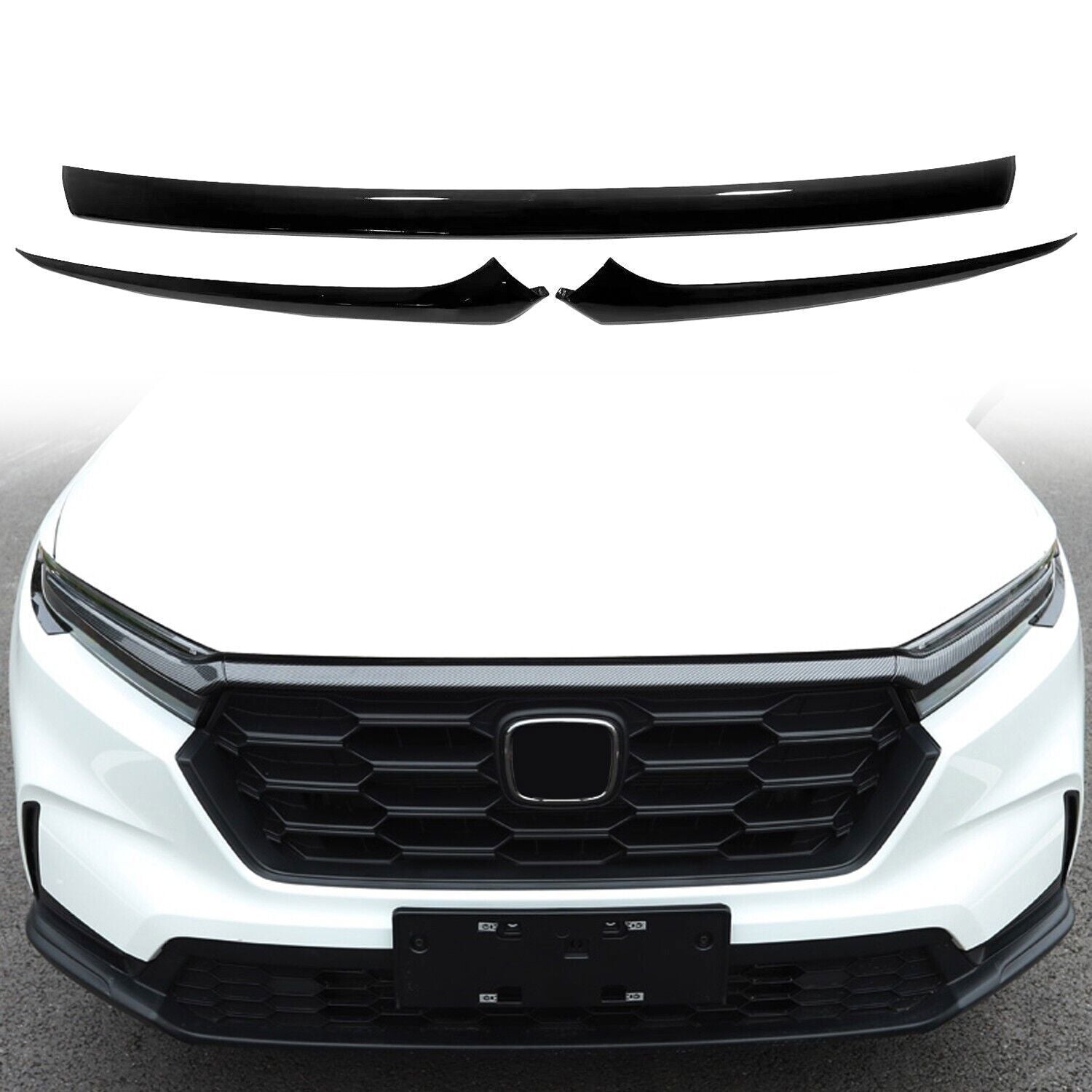 for Honda CR-V CRV 2023-2024 Glossy Black ABS Front Hood Grille Mesh Cover Trims