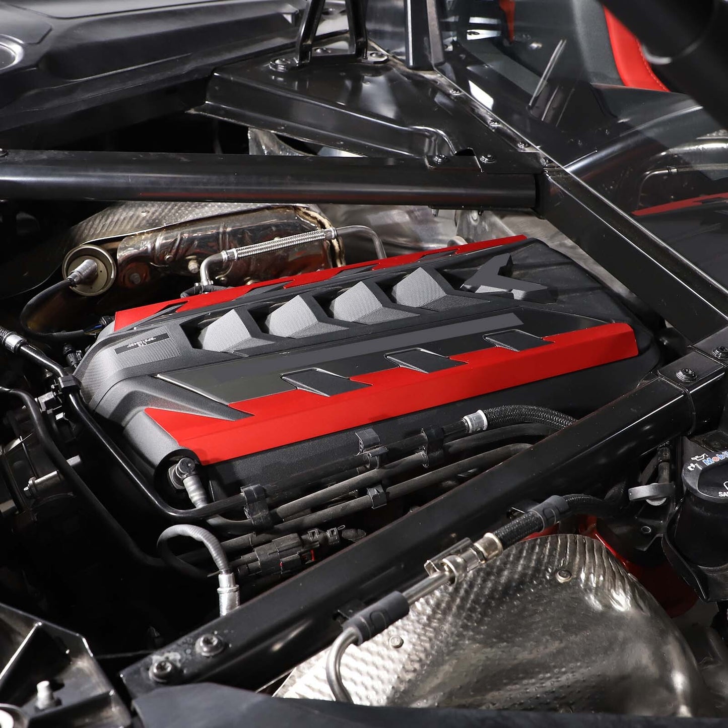 Suitable for Corvette C8 2020-24 Engine Side Protective Plate Cover, Alloy Red, 2pcs