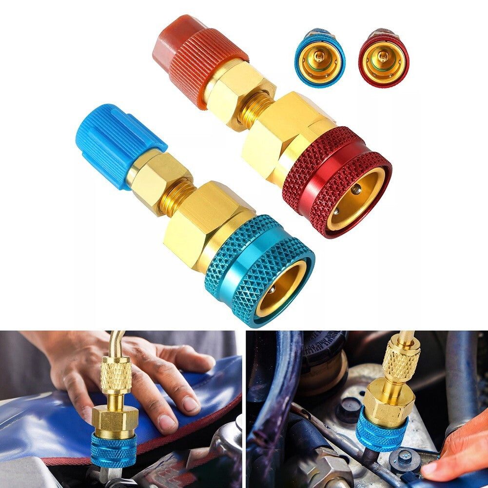 R1234YF to R134A Adapter Kit Quick Couplers High/Low Side Conversion for Car A/C
