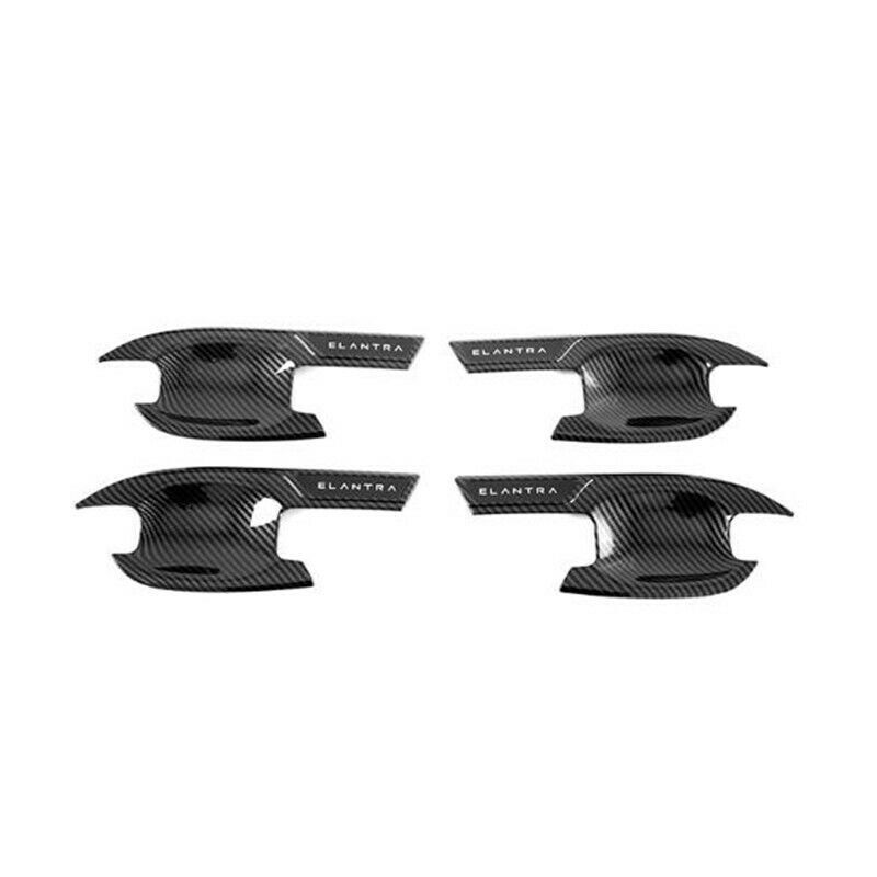 Carbon Fiber Door Handle Bowl Molding Cover Trim for Hyundai for Elantra 2021-2022