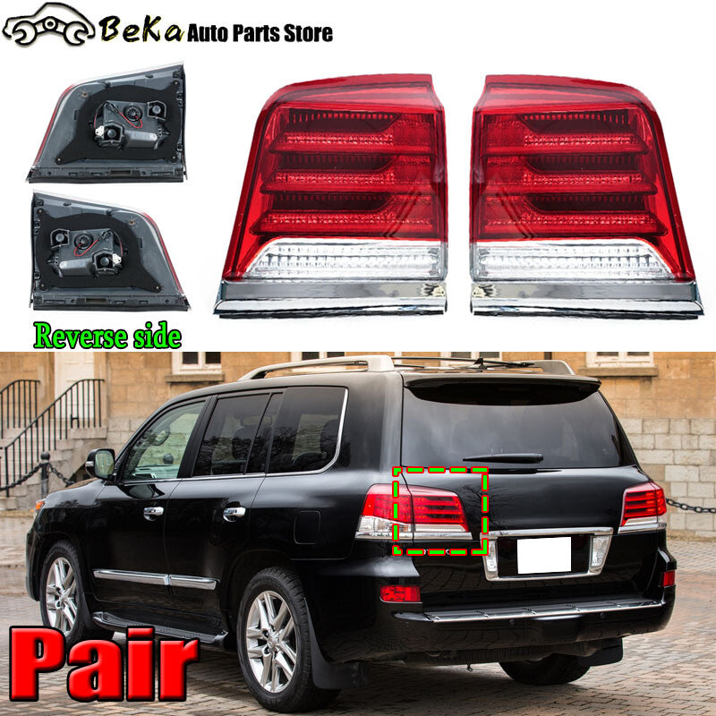 A pair of taillight turn signals for Lexus LX570 2012, 2013, 2014, and 2015 LHRH models.