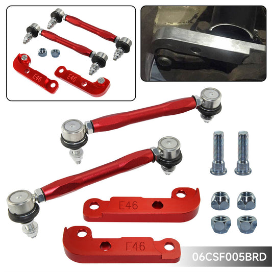 Tuning Drift turn angles 25%-30% + Sway Bar Drop Links Kit for BMW E46 98-06 Red
