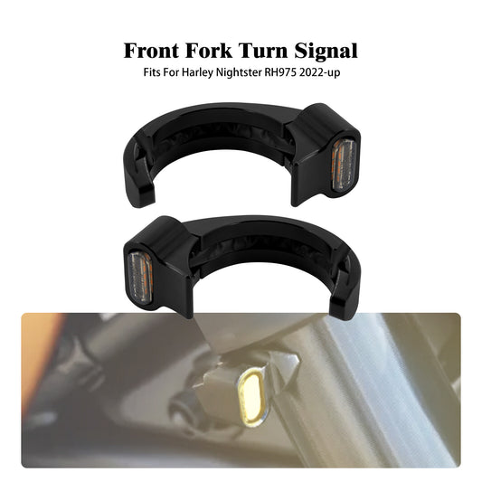 Front Clamp Shock Absorber Turn Signal LED Light for Harley Nightster 975 22-23