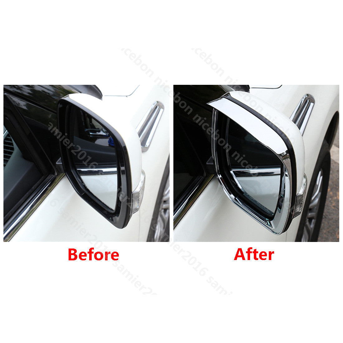 2P Side Door Mirror Frame Rain Visor Guard Fit for Nissan Patrol Y62 Armada QX80