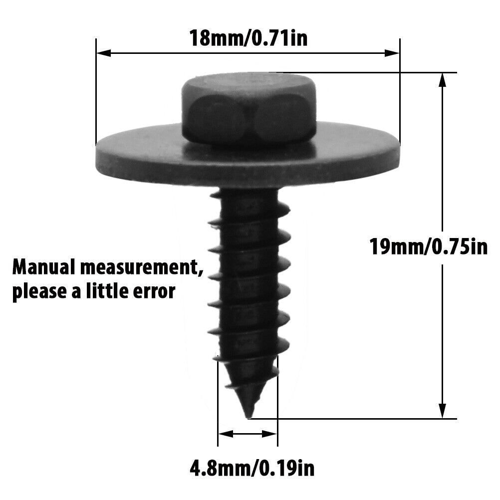 20x Bolt Body Hex Bolt w/ Washer for Mercedes-Benz 4.8x 19mm