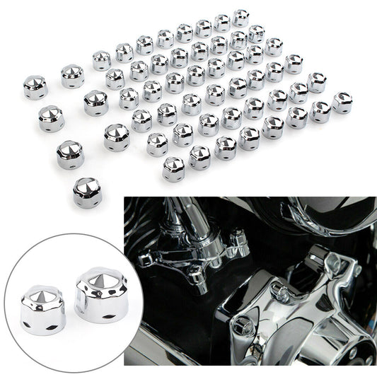 Engine Bolt Cap Set Chrome Fit for Harley Road King Electra Glide 1999-16 FLHX FLHTK