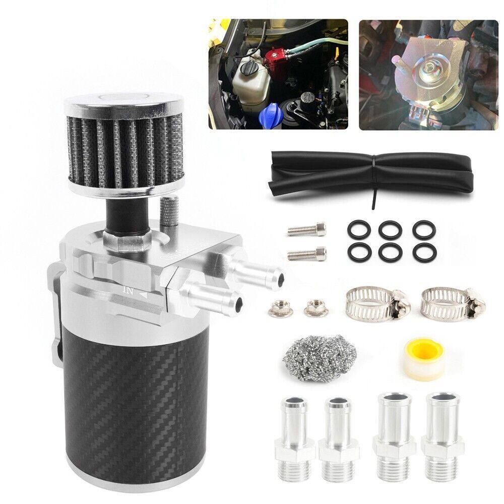 Baffled Oil Catch Can Oil Separator Breather 300ml Aluminum w/REAL Carbon Fiber