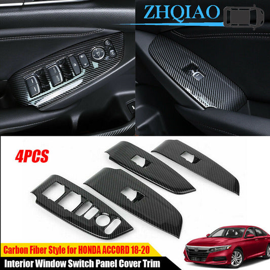 Carbon Fiber Interior Window Switch Panel Cover Trim for Honda Accord 2018-2021