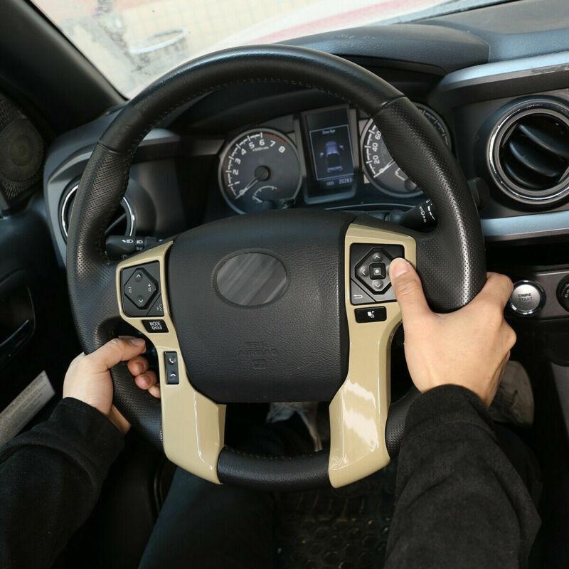 Grey Painted Steering Wheel Button Frame Trim 2pcs for Toyota Tacoma 2016-2021