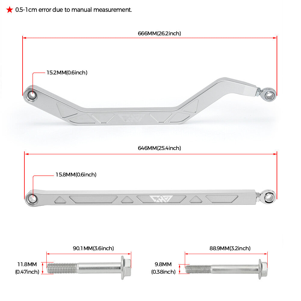 High Clearance Steel Rear Radius Arms Rods Set For 2014-2023 for Polaris RZR XP 1000